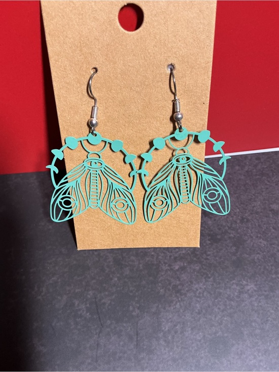 Jewelry - Sage Green Lunar Moth Earrings